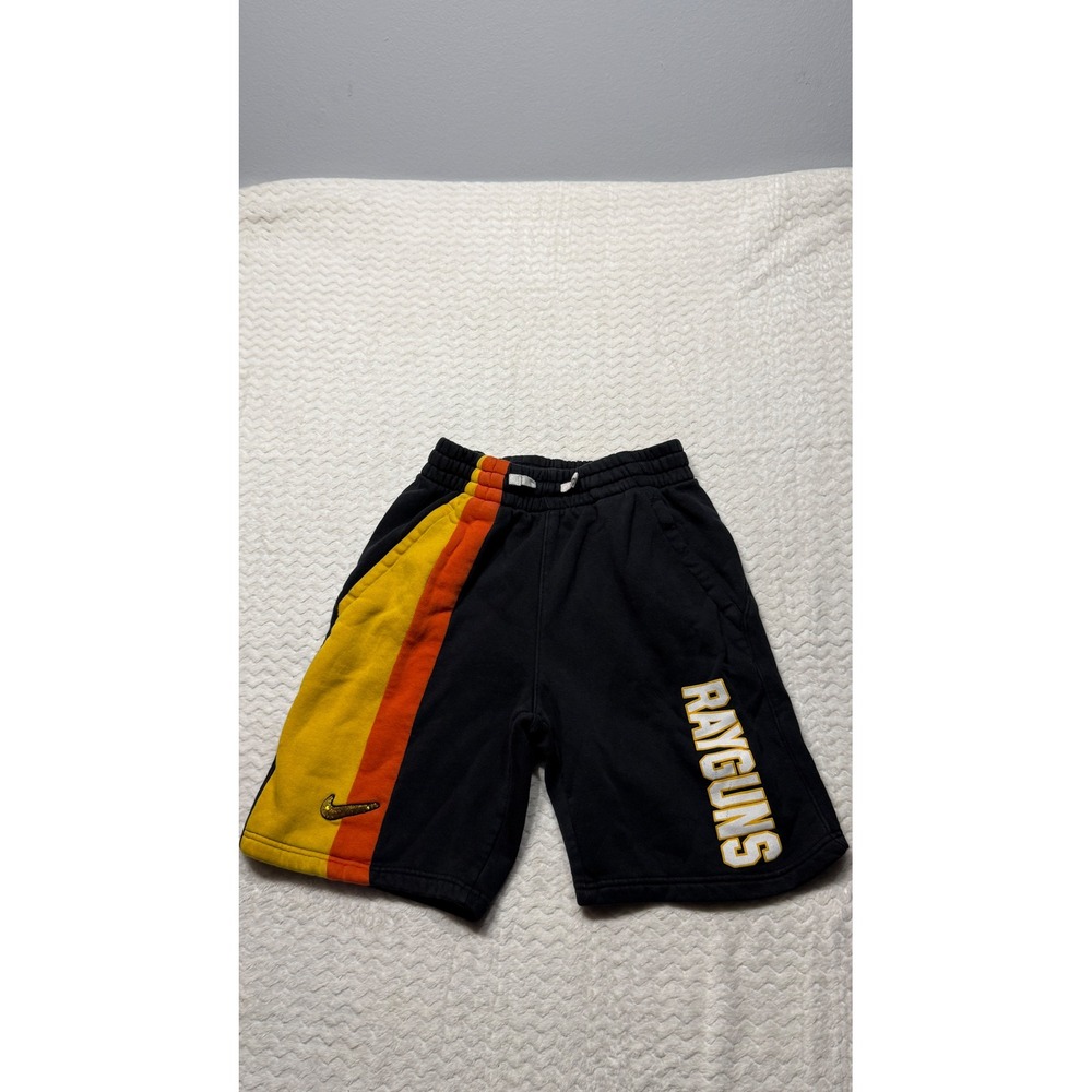 Nike Kids Roswell Rayguns Fleece Shorts Black Yellow Orange Size L Large